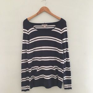 Navy and White Banana Republic Knit Hooded Sweater